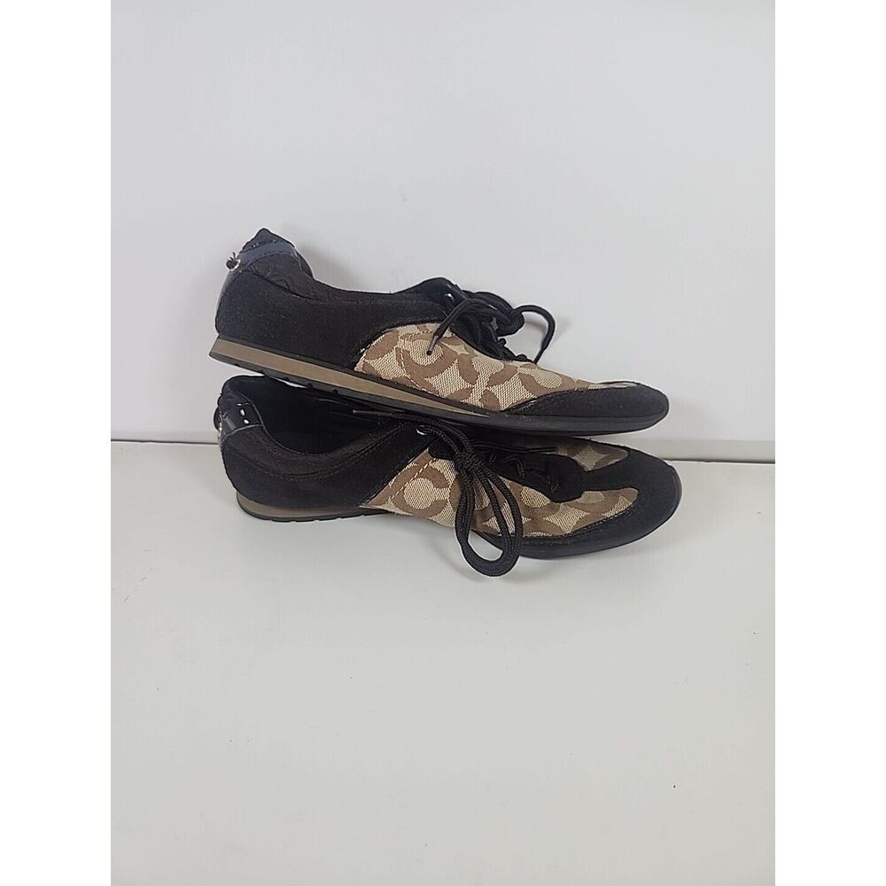 Coach Women's Kelbie Shoes Size 7M Brown Signature Lace Up Sneakers Casual 7M - Picture 4 of 10